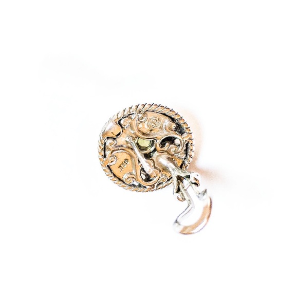 NEW CAROLYN POLLACK Peridot Button Earrings Sterling Scroll Omega NEW IN CP BOX - Picture 5 of 9